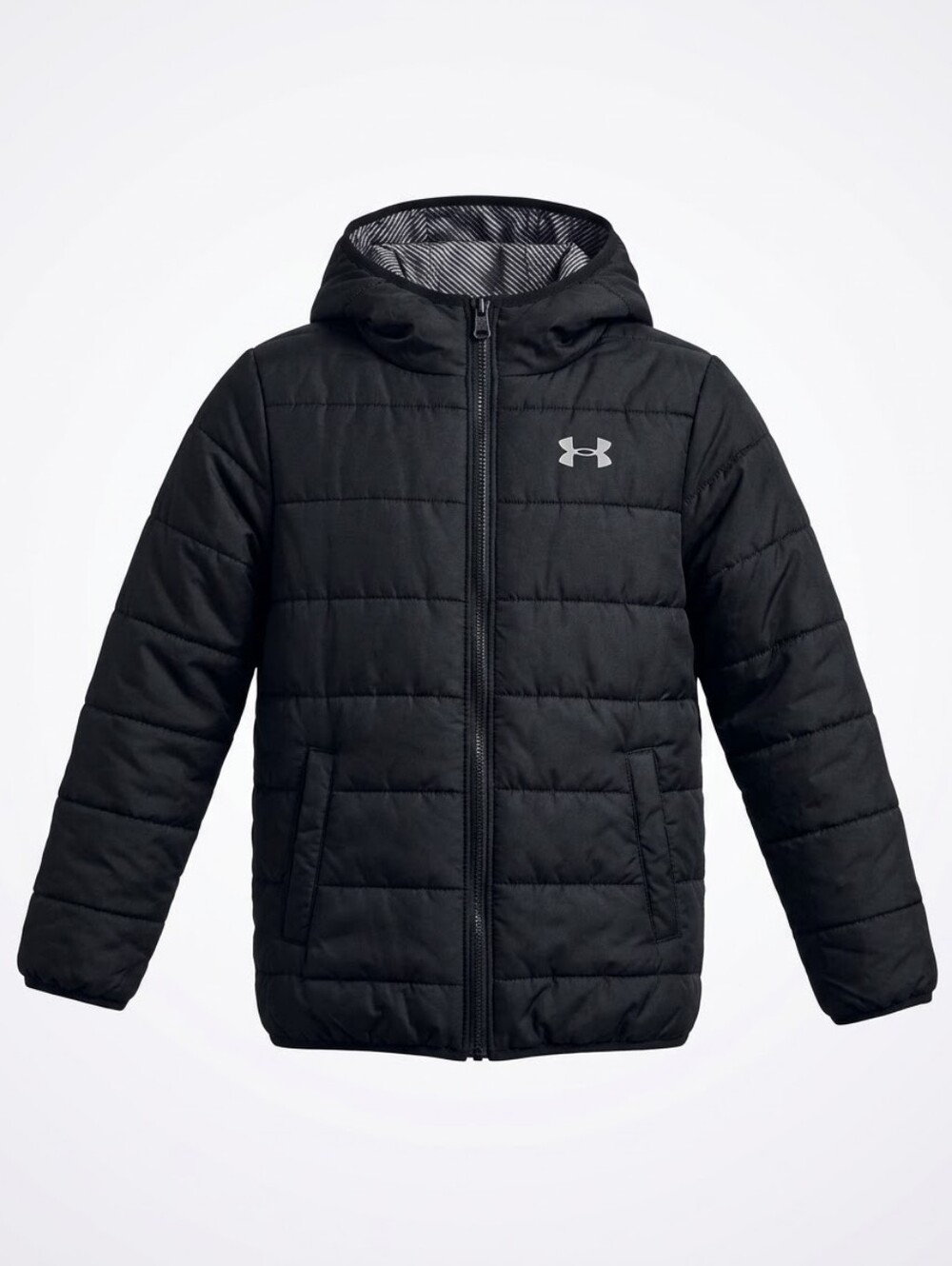 Under Armour Youth Small (YSM) Reversible Hooded Puffer Jacket - Black/Patterned